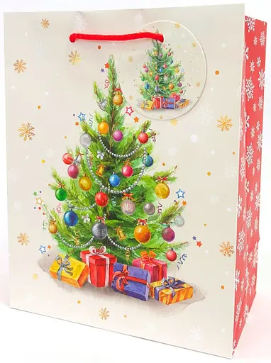 Пакет паперовий, 140 г/м², Новий Рік, матова ламінація, 18x23x10 см, 5 шт. в упаковці, GB-24023