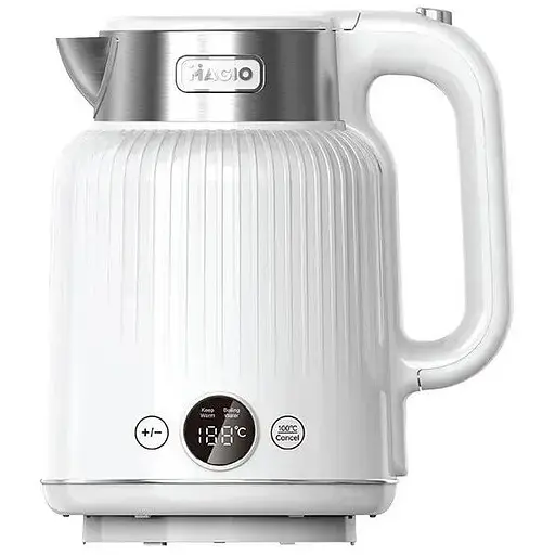 Електрочайник Magio МG-507, білий, 1250W, 1.5 л, дисковий, подвійні стінки: нержавіюча сталь, пластик, функція регулювання та - фото 1