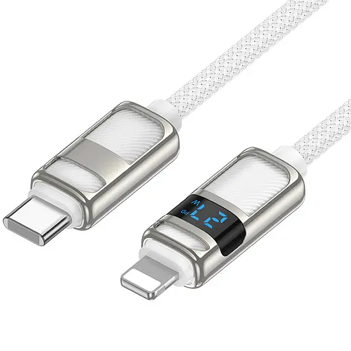 Дата кабель Hoco U137 Line with display Type-C to Lightning 27W (1.2m) White - фото 3