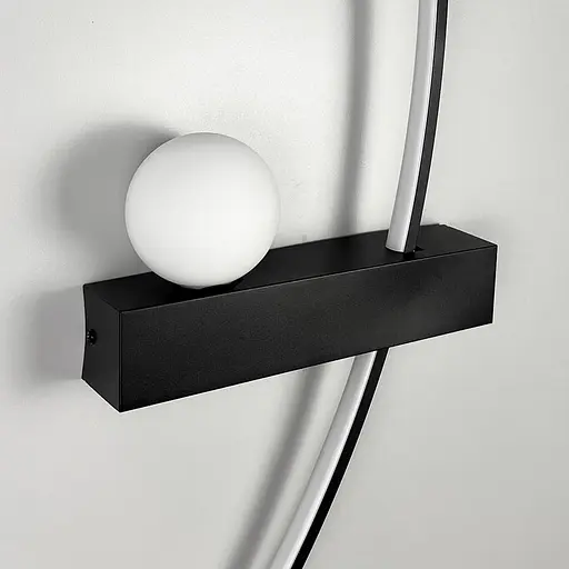 Черное дуговое бра с белым плафоном в правом корпусе 80 см Line F Арт. WJ113/800 R BK (правий) - фото 2