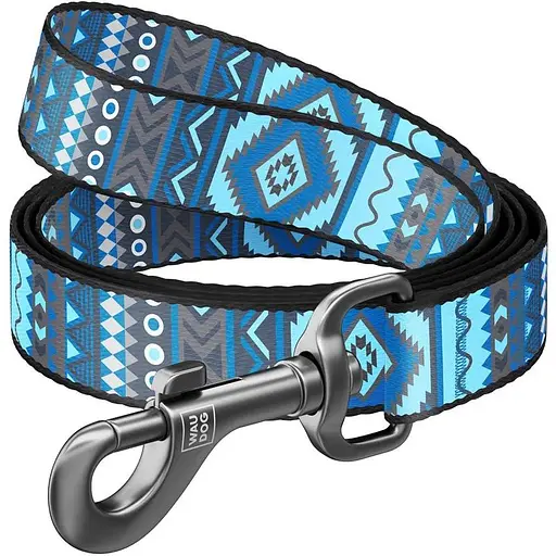 Поводок для собак Waudog Nylon нейлоновый, рисунок "Этно синий"