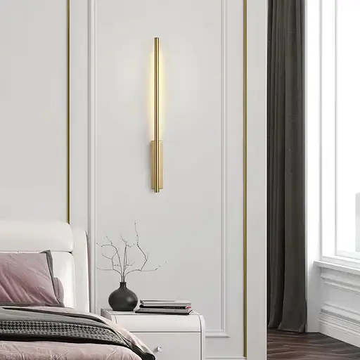 Латунне лінійне бра з прямокутною основою 80 см Line F Арт. C21/800 AB - фото 1