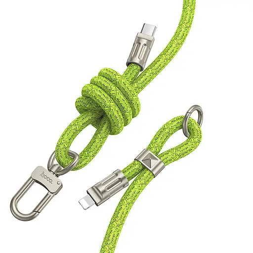 Дата кабель-шнурок Hoco GH7 Elegant Type-C to Lightning (1.8m) Fluorescent Green - фото 2