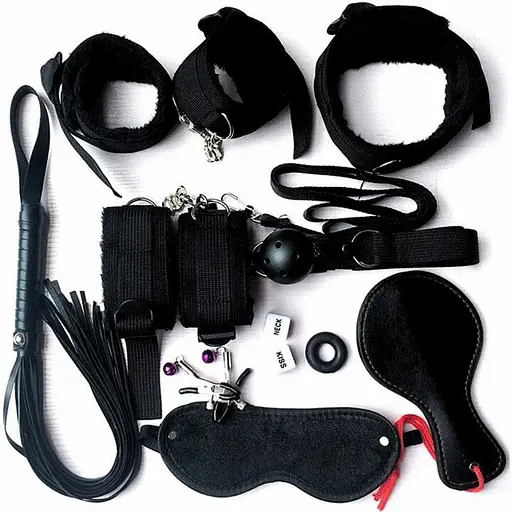 БДСМ набір Passion Садо-мазо 10 предметів чорний(4821002029341)