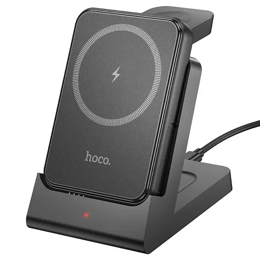 Power bank Hoco J149 3в1 5000mAh магнитный с функцией беспроводной зарядки черный - фото 1