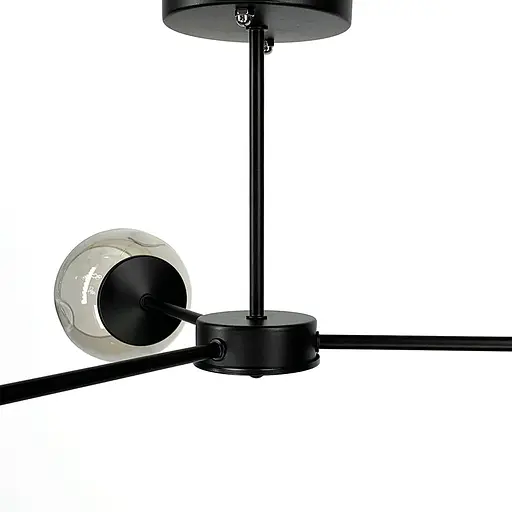 Сучасна стельова люстра в чорному корпусі на 3 плафони Line.F 91069/3 BK - фото 5