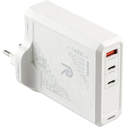 Зарядное устройство Remax RP-U106 Mecha Warrior GaN 140W 2C/1A MacBook Pro PD 3.1 Lenovo IdeaPad 14pro White