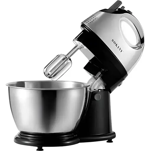Стаціонарний міксер тістоміс Sokany KF-906CS з металевою чашею 4л 500Вт Чорний з сірим - фото 1