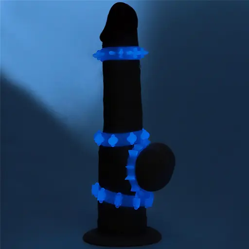 Набор эрекционных колец Lovetoy Lumino Play Penis Ring 4 шт. голубой - фото 15