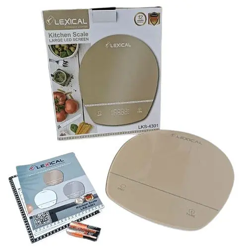 Настільні кухонні електронні ваги Lexical LKS-4301 для зважування продуктів до 5 кг Бежеві - фото 2
