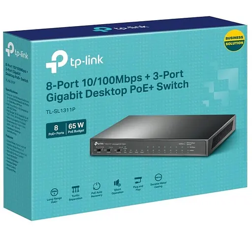 Коммутатор TP-Link 8-портовий 10/100 Мбит/с из PoE+ , TL-SL1311P (TL-SL1311P) - фото 6