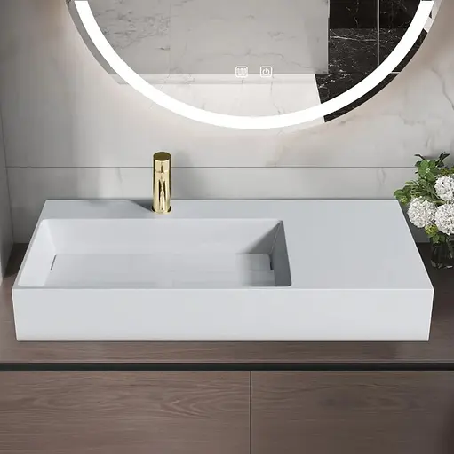 Умивальник Rea Archi 90 white накладний підвісний REA-U4301, Білий - фото 2