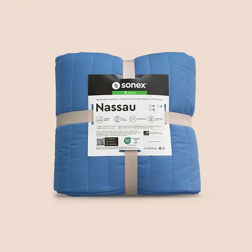 Набір Sonex Nassau: покривало двостороннє 240х220 см + наволочка 70х50 см 2 шт. синій (SO102519) - фото 8