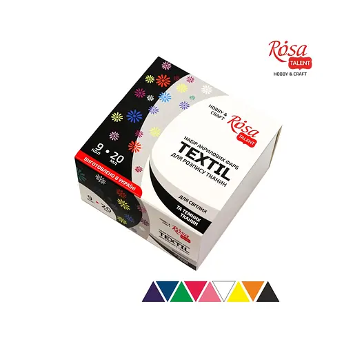 Набір фарб для розпису тканин CAT 9×20 мл Rosa Talent - фото 2