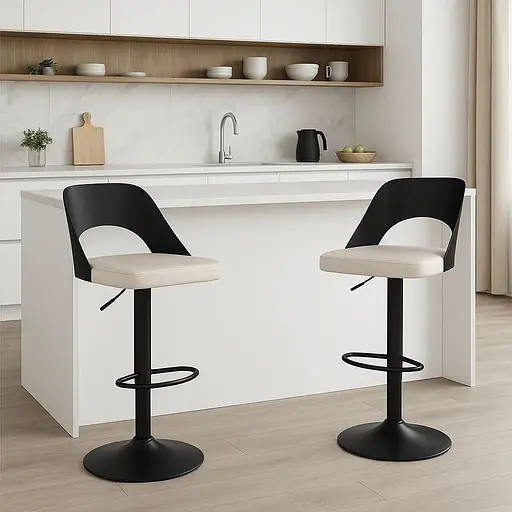 Комплект барних стільців Costway Navare екошкіра чорно-білий - фото 3