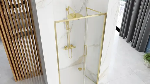Душові двері Rea Rapid Fold 90 gold REA-K4129, універсальні, прозорий, золотий - фото 2