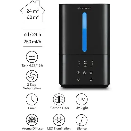 Увлажнитель воздуха ультразвуковой Trotec B 4 E Black (1160000053) - фото 3