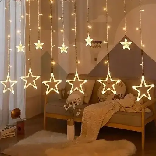 Гирлянда Звезда 2.5×1 м 138 LED теплый белый с пультом - фото 1