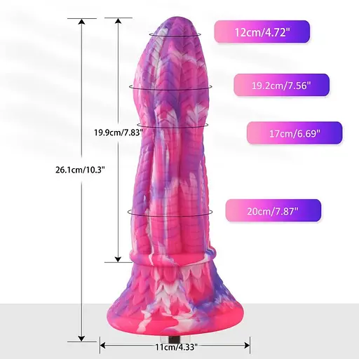 Фалоімітатор для секс-машин Hismith 10.3″ Silicone Monster Dildo Series, система кріплення KlicLok - фото 3