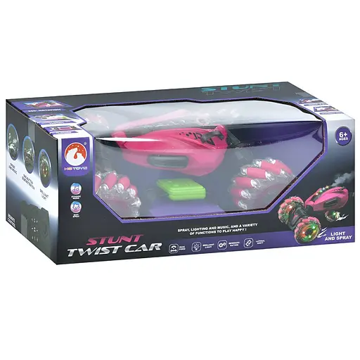 Машинка HG4 27-02 трюкова р/к, 31.5 см, два пульти, світло, музика, акумулятор, пара, рожева - фото 2