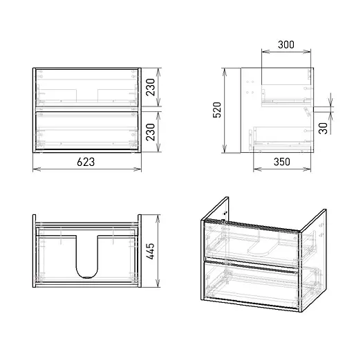 Тумба з умивальником Volle Teo 65 см Білий 15-88-61 - фото 4
