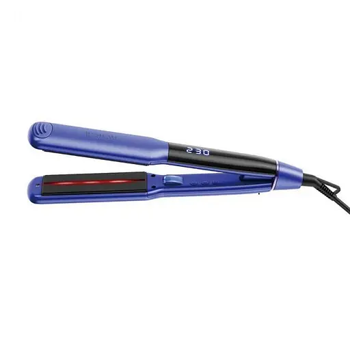 Професійна праска для випрямлення волосся синій IPARAH P-104 з керамічним покриттям, іонізацією й інфрачервоним нагріванням - фото 1