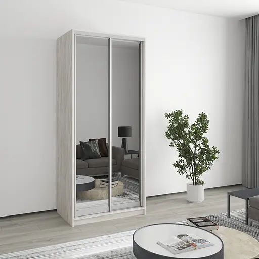 Шафа-купе дводверна MebelStar Уні AL 2 Дзеркала 90x60x210 см Аляска сірий (MBS-2671)