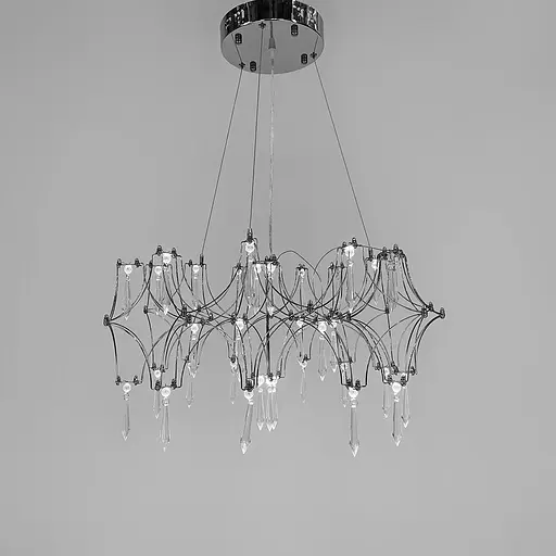 Дизайнерська невагома срібна люстра із кришталем Ø 65 см | Арт. MJ 203-600 CH | Line F - фото 7