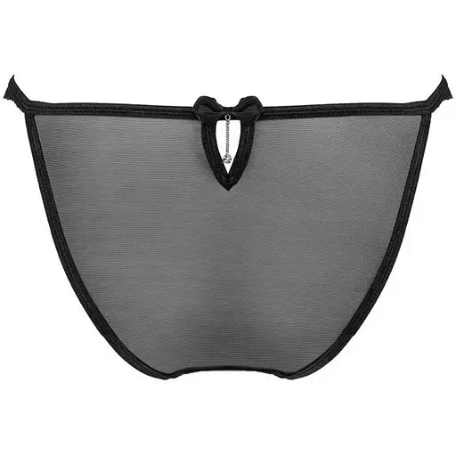 Полупрозрачные трусики с подвеской Obsessive Ivannes panties Black S/M, черные - фото 2