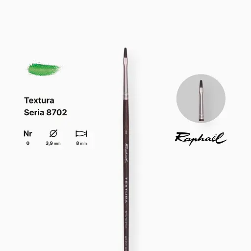 Кисть синтетика овальная Raphael Textura, №0, профессиональная, длинная ручка - фото 2