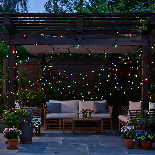 Новорічна гірлянда вулична GarlandoPro 50 м 500 LED із сонячною батареєю 8 режимів роботи чорний провід Мультиколор SB500L50MBML - фото 3