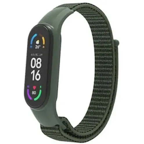 Ремешок Nylon Mi Band 3/4/5/6/7 Темно-зеленый (03) - фото 1