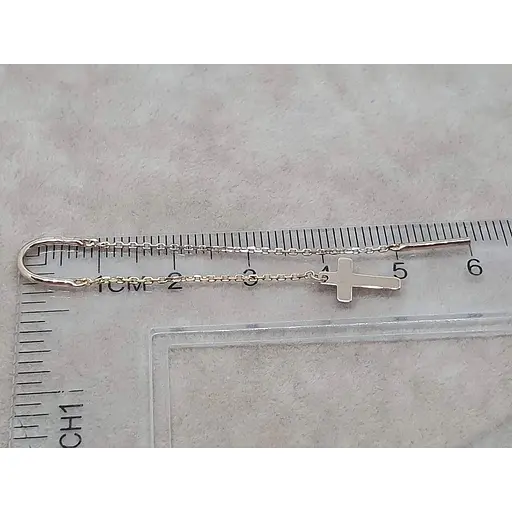 Золотая моносерьга Платон Крестик. 1С369/00Б-1 - фото 5