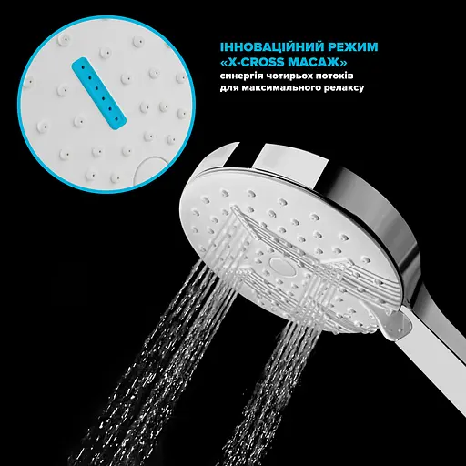 Водосберегающая душевая лейка Drop SPA3F-MULTI120WH "X-Cross" с 3 SPA потоками - Экономия 42% - фото 4