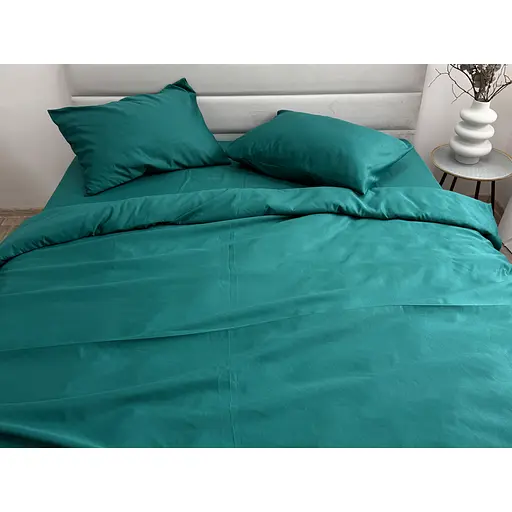 Комплект постільної білизни Ecotton Dark Green півтораспальний полісатин темно-зелений (25309) - фото 2