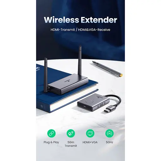 Безпровідний подовжувач UGREEN CM506 Wireless HDMI Extender Transmitter and Receiver 50m(UGR-50633A) - фото 3