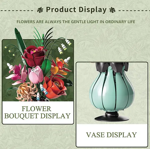 Конструктор квіти  MJI букет квітів у вазі Гармонія для дітей і дорослих для дівчаток 566 деталей - фото 5