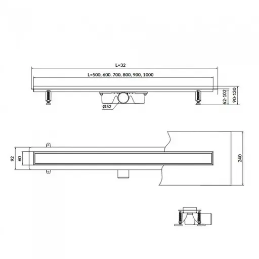 Трап душевой с двухсторонней решеткой Cersanit Tako 70 см Черный (240159) - фото 5