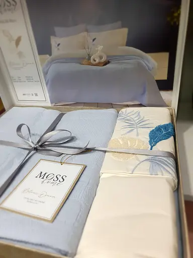 Літня постільна білизна Palm Mavi з покривалом 220*240 см Moss Home pbe0051397 - фото 2