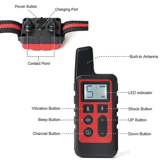 Електронашийник для собак дресирувальний Pet DTC-500 водонепроникний, дальність до 500 метрів, червоний (100613) - фото 3