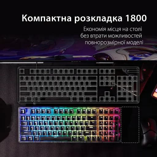 Клавіатура HyperX Alloy Origins 2 1800 103key Red USB-A Hot-Swap EN/UA RGB Black (B4QS4AA) - фото 9