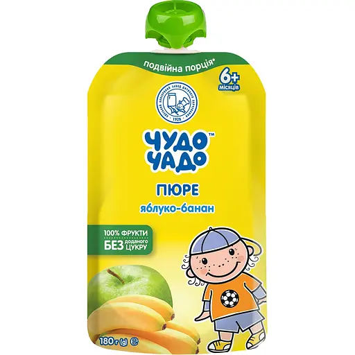 Упаковка пюре Чудо-чадо Яблуко-банан без цукру 2.7 кг (180 г х 15 шт.) - фото 2