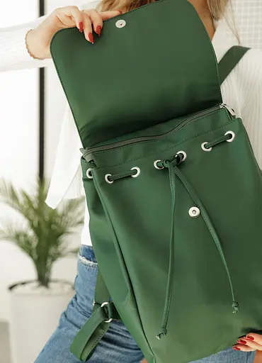 Жіночий рюкзак Sambag Loft LZN зелений 38 х 28 х 18 см (22400007) - фото 4