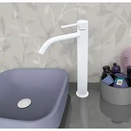 Змішувач для раковини високий Paffoni Light без донного клапана white matt LIG081BO, Білий матовий - фото 2