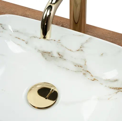 Умивальник Rea Belinda Mini Shiny Aiax накладний мармур REA-U6505, Мармур - фото 6