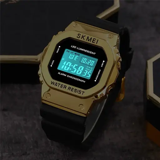 Чоловічий наручний спортивний годинник Skmei 1851 Золотистий - фото 4