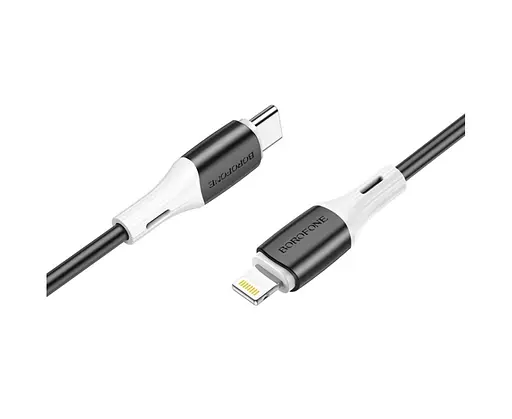 Кабель BOROFONE BX79 Type-C to iP 3A, 20W, 1m,, silicone, silicone connectors, Black - фото 1