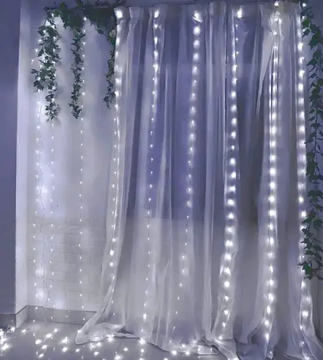 Новогодняя светодиодная гирлянда-штора Роса 2x2 м с 160 белыми LED лампочками и питанием USB - фото 2