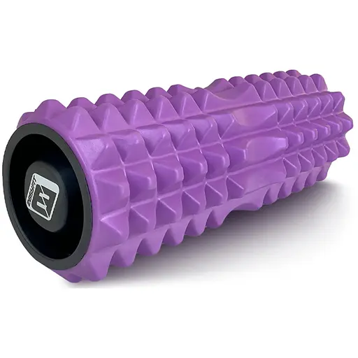 Массажный ролик EasyFit Grid Roller 33 см v.1.2 с заглушками с двух сторон Фиолетовый (EF-2022a-V) - фото 1