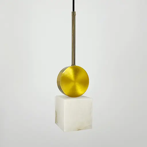 Латунний світильник із білим мармуровим плафоном 9х35 см | Арт. SC 7/1 WT | Line F - фото 3